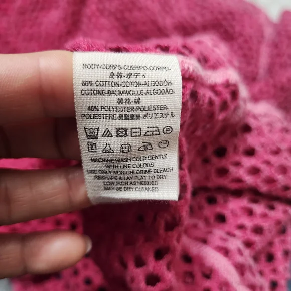 We the Free/Free People Napa Tee/Cover-Up Open Knit Crochet Oversized Sz L Pink - Picture 14 of 14